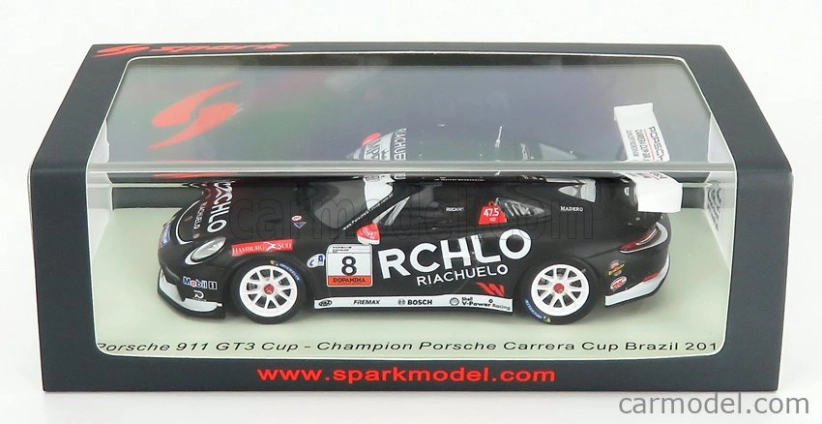 Spark-model Porsche 911 991 Gt3 Cup N 8 Champion Porsche Carrera Cup Brazil 2018 W.neugebauer 1:43 Black