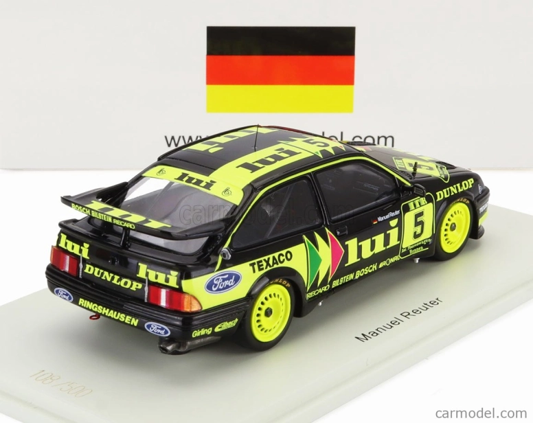 Spark-model Ford england Sierra Rs500 Cosworth N 5 Dtm 1988 Manuel Reuter 1:43 Black Yellow