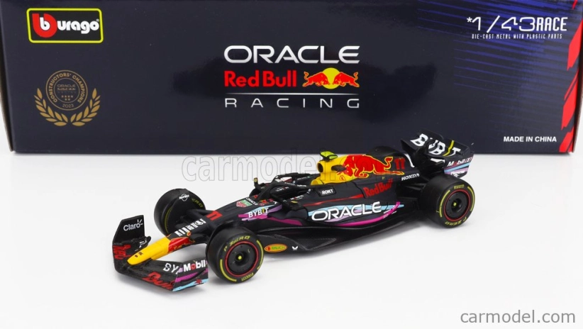 Bburago Red bull Set F1 2x Rb19 Team Oracle Red Bull Racing N 1 World Champion Season Gp 2023 Max Verstappen + N 11 Season 2023 Sergio Perez 1:43 Matná Modrá Žlutá Červená