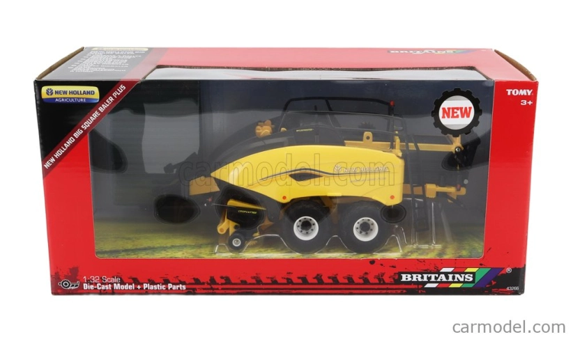 Britains New holland Trailer Veľký štvorcový lis Plus 1:32 žltý čierny