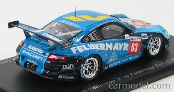 Spark-model Porsche 911 997 Gt3rsr Proton Competition N 63 24h Le Mans 2011 Felbermayr Jr - Felbermayr Senior - Reid 1:43 2 Tóny Modré