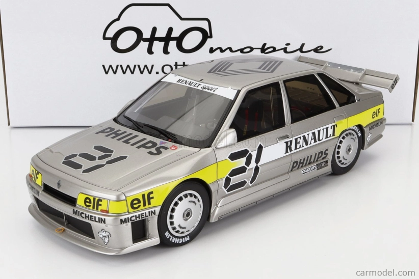 Otto-mobile Renault R21 2.l Turbo N 21 Superproduction Sezóna 1988 J.l.bousquet 1:18 Silver Yellow