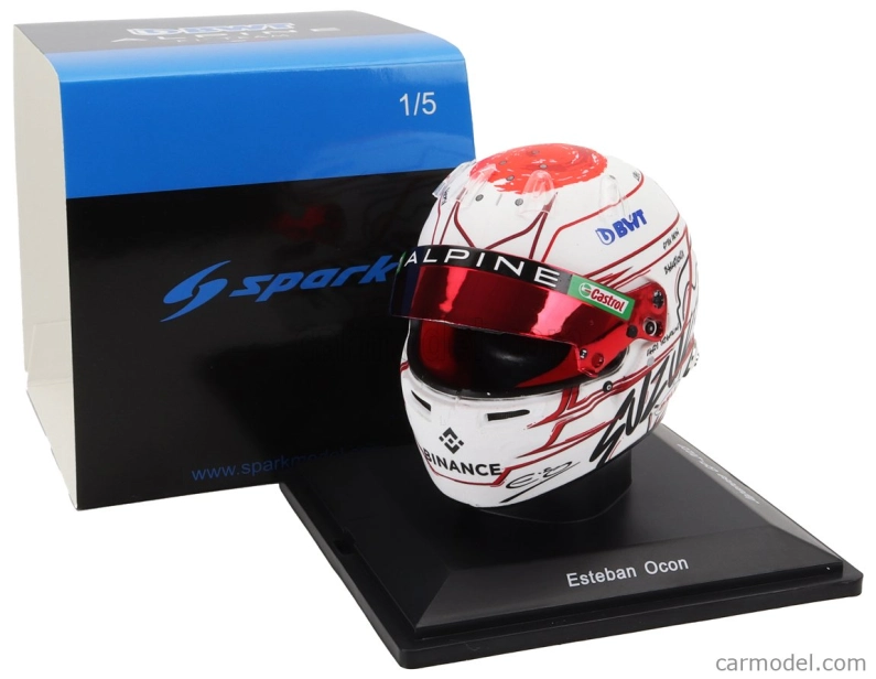 Spark-model Bell helmet F1 Casco Helmet Renault A523 Team Bwt Alpine N 31 Japan Gp 2023 Esteban Ocon 1:5 Bílá