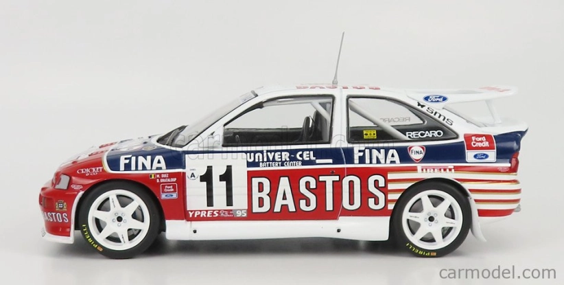 Ixo-models Ford england Escort Rs Cosworth Bastos N 11 Rally Ypres 1995 M.duez - D.grataloup 1:24 Červená Biela Modrá