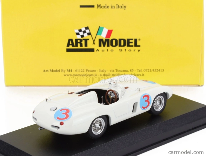 Umelecký model Ferrari 750 Monza Spider S/n.0498 N 3 Winner Road America Elkhart Lake 1955 Phil Hill 1:43 Biela