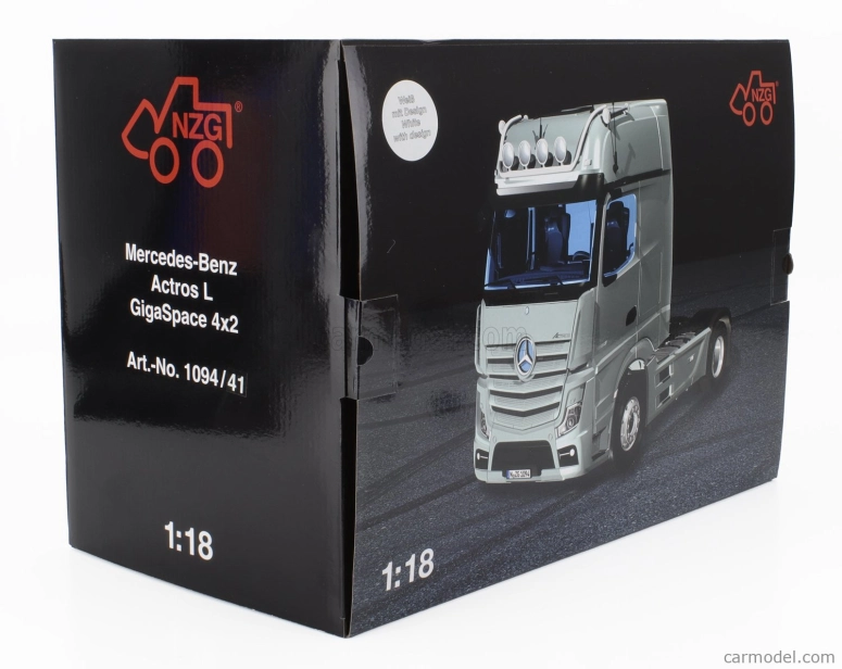 Nzg Mercedes benz Actros L 1863 Gigaspace 4x2 Tractor Truck 2-assi 2023 1:18 Bílá
