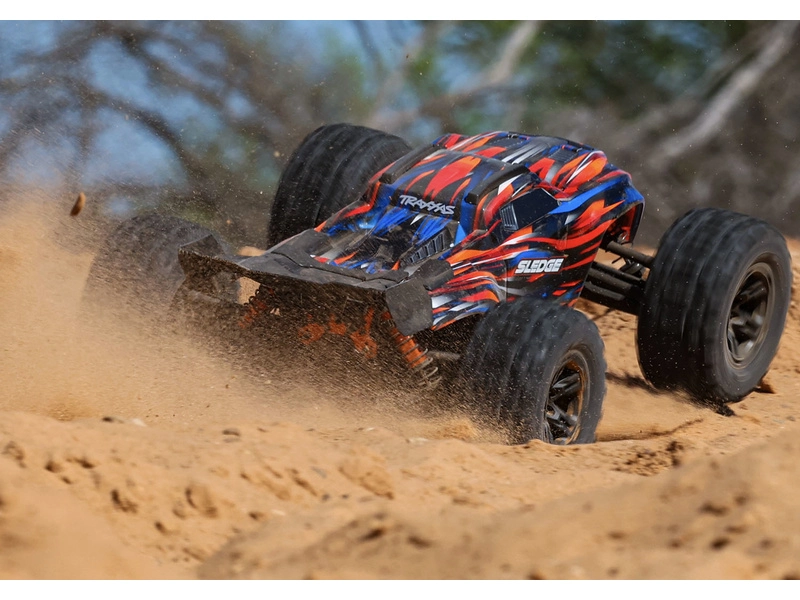 RC auto Traxxas Sledge s belted pneu 1:8 RTR, modrá
