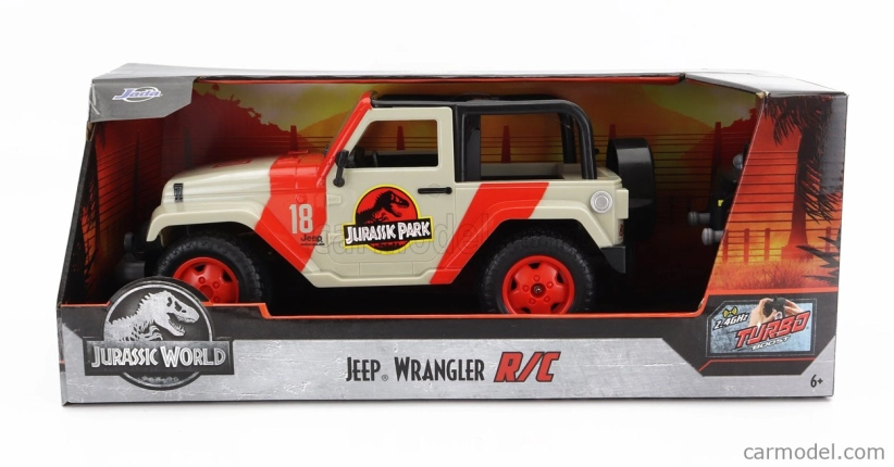 Jada Jeep Wrangler Rubicon Open 2015 - Jurassic World 1:16 Bílá Červená