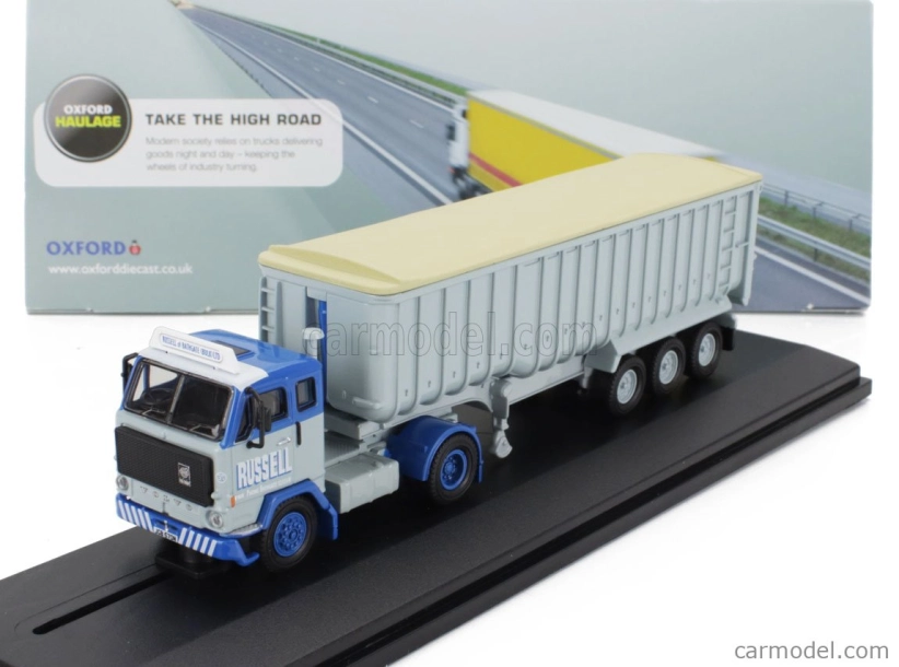 Oxford-models Volvo F88 Truck Russell Transports 1969 1:76 Šedomodrá