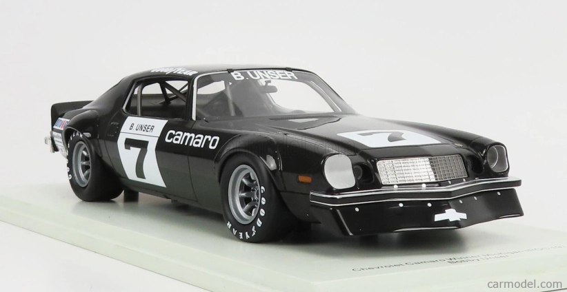 Spark-model Chevrolet Camaro Coupe N 7 Winner Iroc Michigan 1974 B.unser - Con Vetrina - S vitrínou 1:18 Black