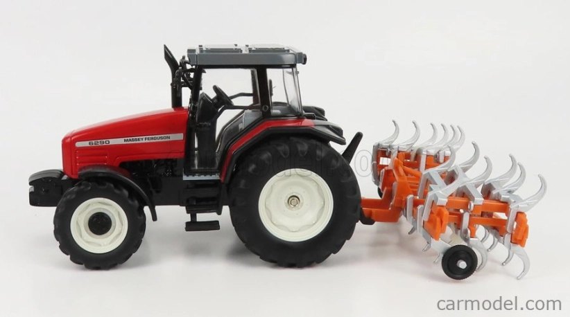 Britský traktor Massey ferguson 6290 s prívesom 2012 1:32 červený oranžový