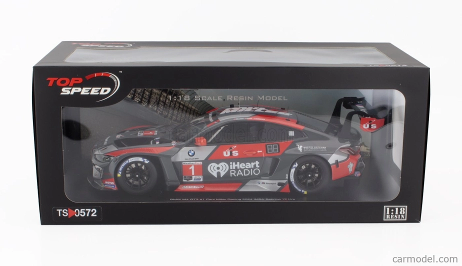 Truescale BMW radu 4 M4 Gt3 Team Paul Miller Racing N 1 12h Sebring 2024 Bryan Sellers - Madison Snow - Neil Verhagen 1:18 Sivá červená