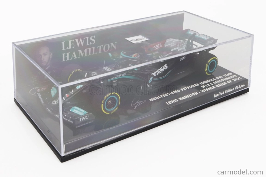 Minichamps Mercedes gp F1 W12 Mercedes M12 Eq Power+ Team Amg Petronas Motorsport Formula One N 44 Winner Qatar Gp 2021 Lewis Hamilton 1:43 Black Green