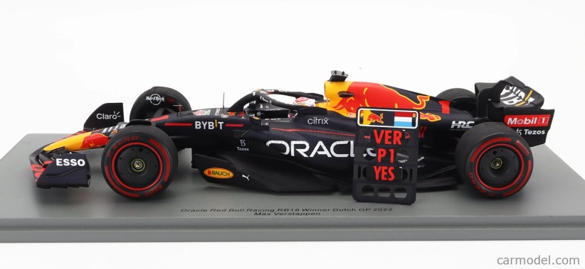 Spark-model Red bull F1  Rb18 Team Oracle Red Bull Racing N 1 Winner Dutch Gp World Champion 2022 - 30th Victory Max Verstappen 1:18 Matná Modrá Žlutá Červená