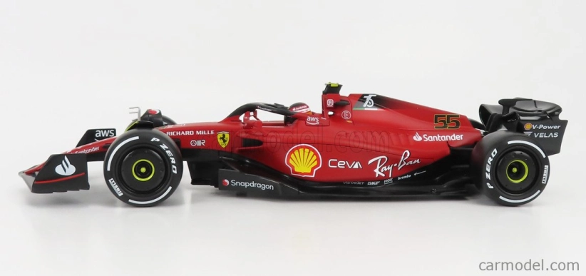 Bburago Ferrari F1-75 Scuderia Ferrari N 55 Season 2022 Carlos Sainz 1:18, červená