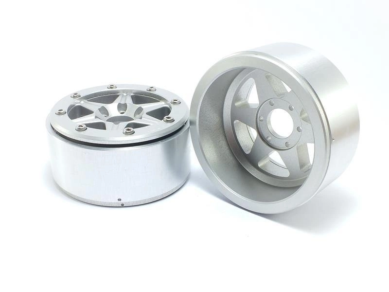 Kovové Beadlock CNC disky Absima Metsafil 1.9 SixStar Silver/Silver, 2 ks