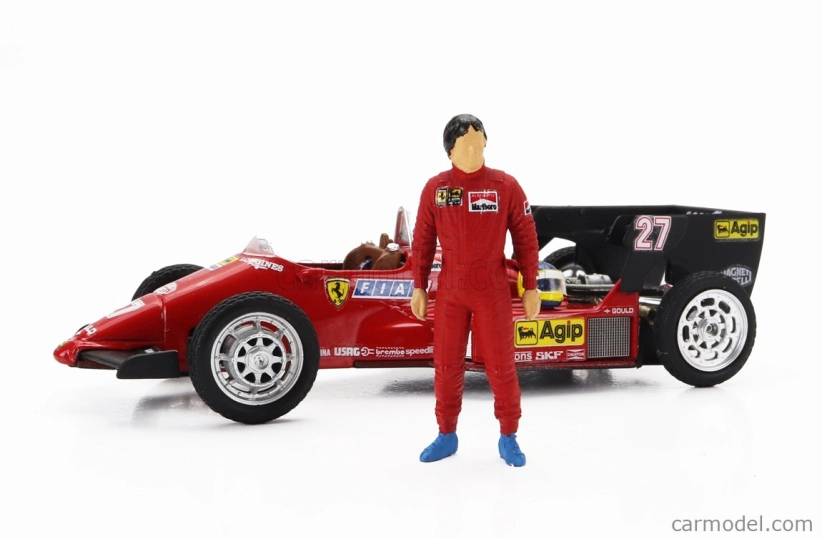 Brumm Iveco fiat Fiat Iveco 190 Truck Car Transporter Monaco Gp 1984 With 2x F1 Ferrari 126ck Turbo N 27 Michele Alboreto - N 28 Rene Arnoux + Figures And Accessories 1:43 Red