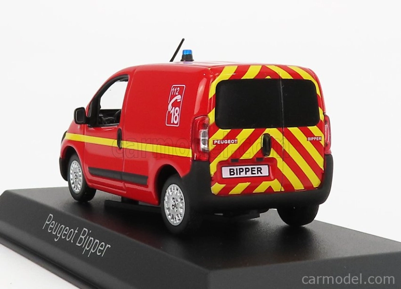 Norev Peugeot Bipper Van Fire Engine 2009 1:43 Červená Žlutá