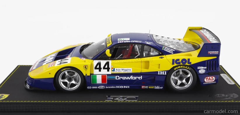 Bbr-models Ferrari F40 Gte 3.5l Turbo V8 Team Ennea Srl Igol N 44 24h Le Mans 1996 L.della Noce - A.olofsson - C.rosenblad 1:18 Žlto-modrá
