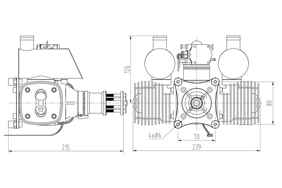NGH GTT130-G Dvojtaktný benzínový motor