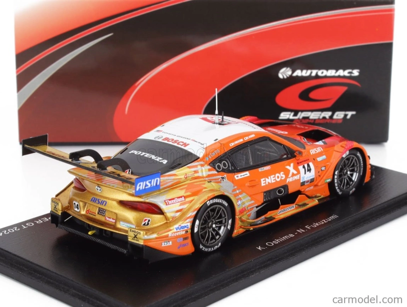 Spark-model Toyota Supra Gr Team Eneos Rookie N 14 Gt500 Class Super Gt 2024 Kazuya Oshima - Nirei Fukuzumi 1:43 Orange White