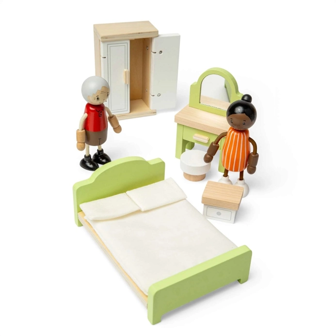 Bigjigs Toys Dřevěný nábytek do domečku pro panenky Ložnice