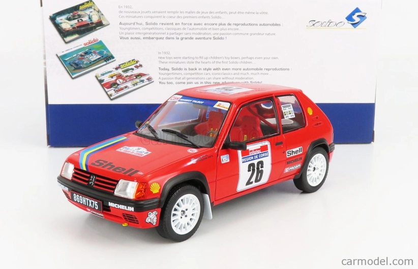 Solido Peugeot 205 Rallye N 26 Rally Tour De Corse 1990 H.devin - F.viste 1:18 Červená čierna