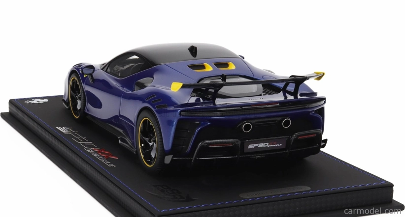 Bbr-models Ferrari Sf90 Xx Stradale 2024 - Con Vetrina - With Showcase 1:18 Blu Tour De France - Modrá Met Žlutá Černá