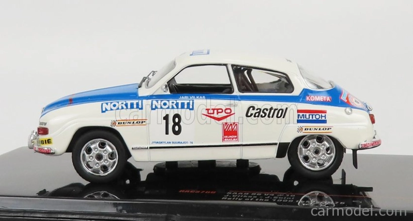Ixo-models Saab 96 V4 N 18 Rally 1000 Lakes 1976 J.vilkas - J.soini 1:43 Bílá Modrá