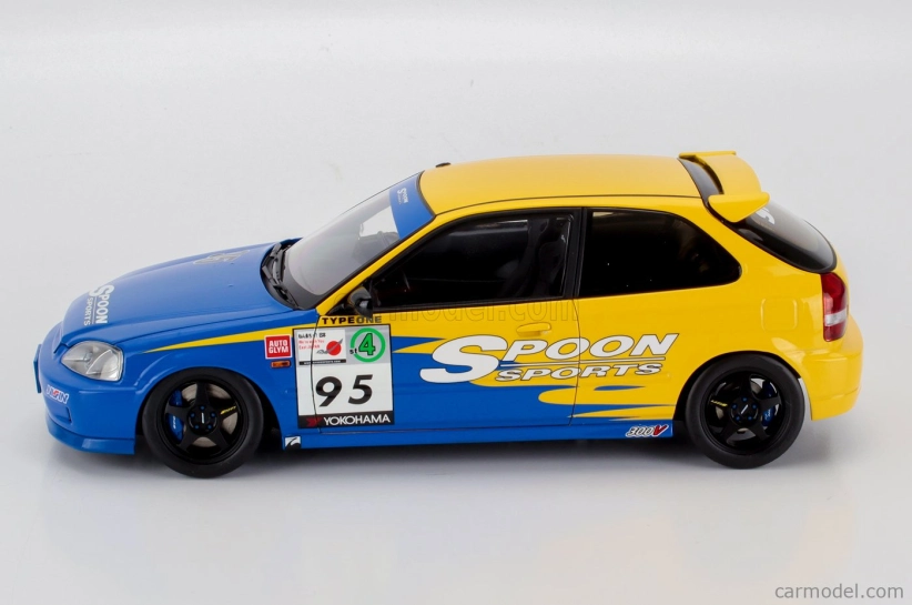 Motorhelix Honda Civic Ek9 Type R Spoon N 95 Racing With Engine And Accessories 1999 1:18 Modrá Žlutá