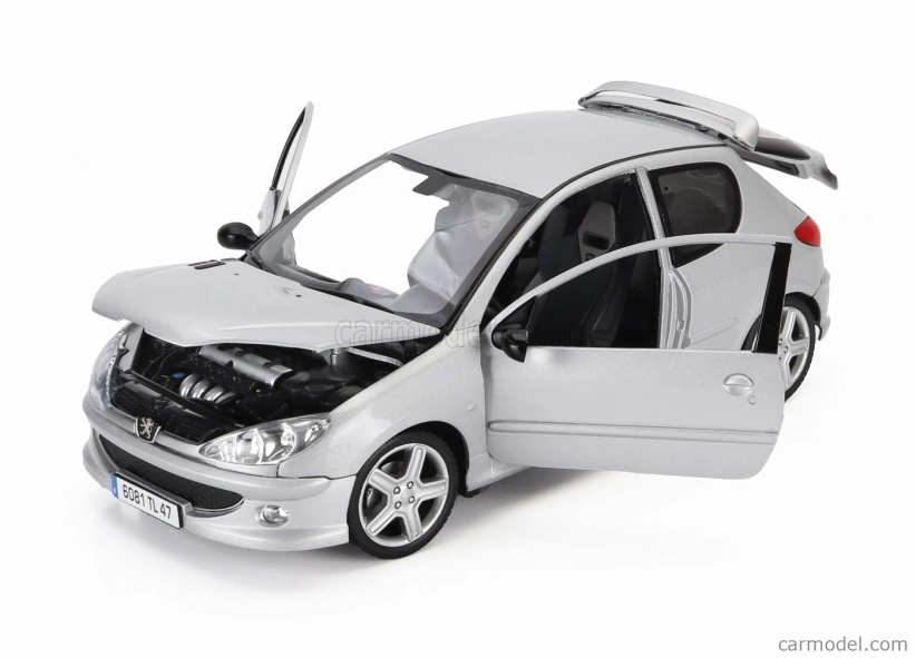 Norev Peugeot 206 Rc 2003 1:18 Hliníkové Stříbro