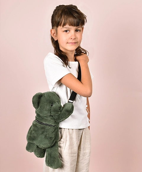 Doudou Plyšová taška přes rameno Medvídek khaki 30 cm