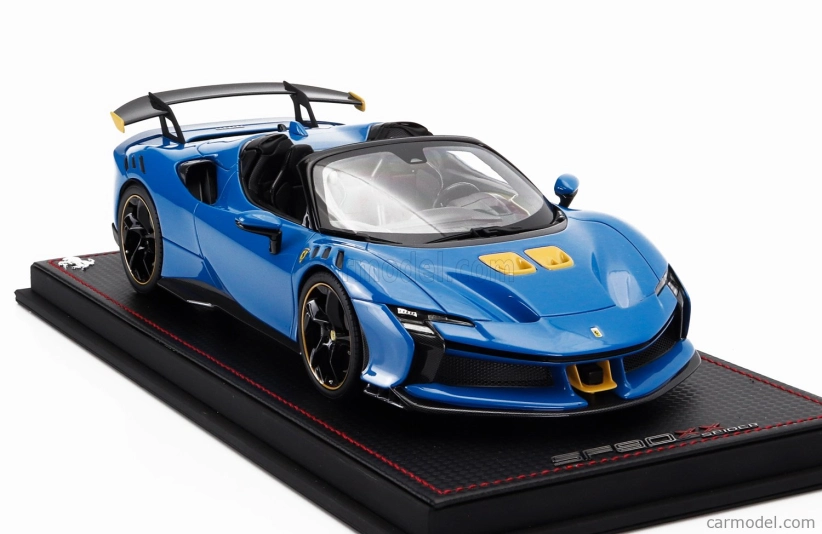 Mr-models Ferrari Sf90 Xx Stradale Spider 2024 - Con Vetrina - With Showcase 1:18 Azzurro Dino - Světle Modrá Černá Žlutá