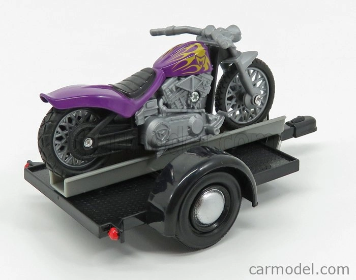 Motor-max Volkswagen Beetle Maggiolino + Trailer With Motorcycle 1959 1:24 Černá Stříbrná