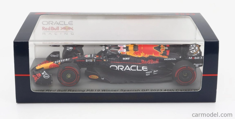 Spark-model Red bull F1 Rb19 Team Oracle Red Bull Racing N 1 Majster sveta (40. víťazstvo v kariére) Víťaz Španielsko Gp 2023 Max Verstappen 1:43 Matt Blue