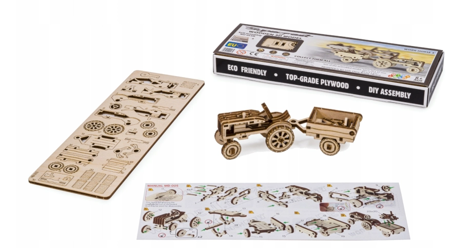 Wooden City dřevěné puzzle - 3D Traktor s vlečkou