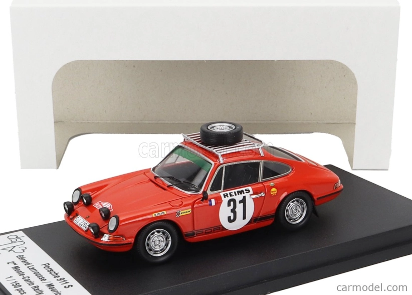Trofeu Porsche 911s Coupe (night Version) N 31 2nd Rally Montecarlo 1969 Gerard Larrousse - Maurice Gelin 1:43 Orange