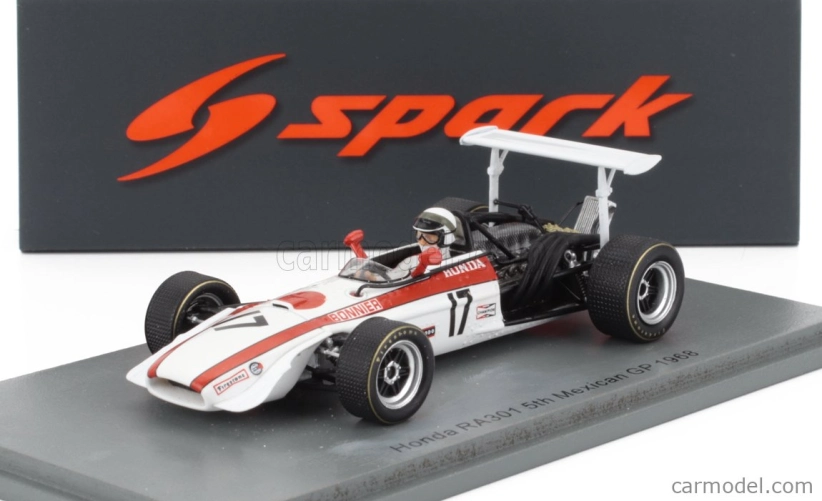 Spark-model Honda F1 Ra301 N 5 Mexico Gp 1968 Jo Bonnier 1:43 Biela červená čierna
