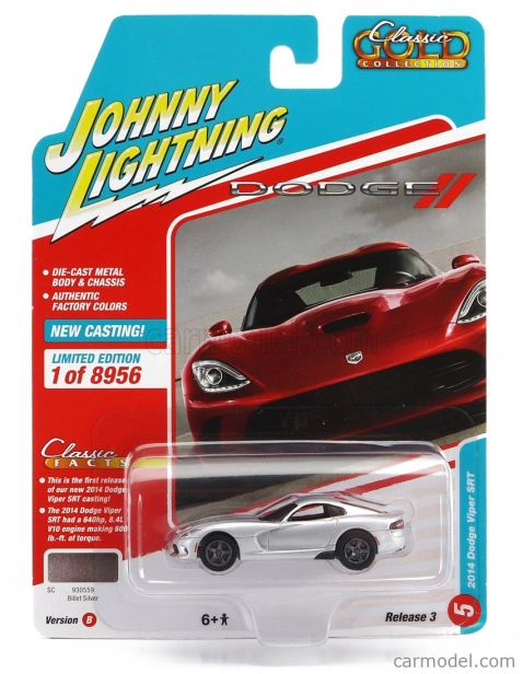 Johnny lightning Dodge Viper 2014 1:64 strieborný