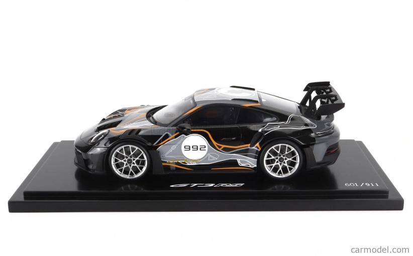 Spark-model Porsche 911 992 Gt3 Rs N 992 Coupe Weissach Test Track 2023 - Con Vetrina - S vitrínou 1:18 čierna sivá žltá