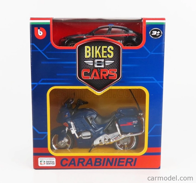 Bburago Alfa Romeo Giulia Carabinieri 2015 + Scale 1/18 R1100rt Carabinieri 2001 1:43 Blue