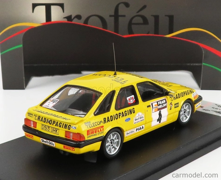 Trofeu Ford england Sierra Xr4 N 4 Rally Welsh 1987 M.lovell - R.freeman 1:43 Žltá