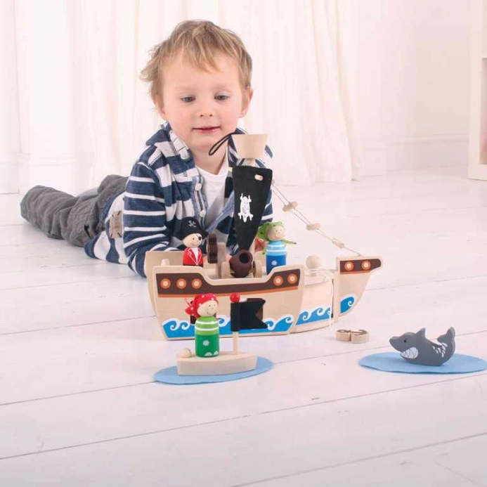 Bigjigs Toys Pirátská loď s piráty - poškozený obal