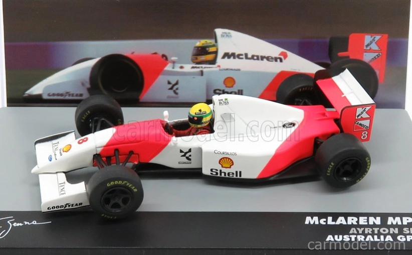 Edicola Mclaren F1 Ford Mp4/8 V8 Team Marlboro N 8 Víťaz GP Austrálie 1993 Ayrton Senna 1:43 Biela červená
