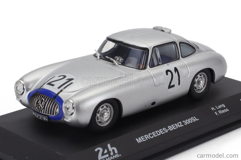 Edicola Mercedes benz 300sl 3.0l S6 Team Daimler-benz A.g. N 21 Winner 24h Le Mans 1952 Hermann Lang - Fritz Riess 1:43 Stříbrná Modrá