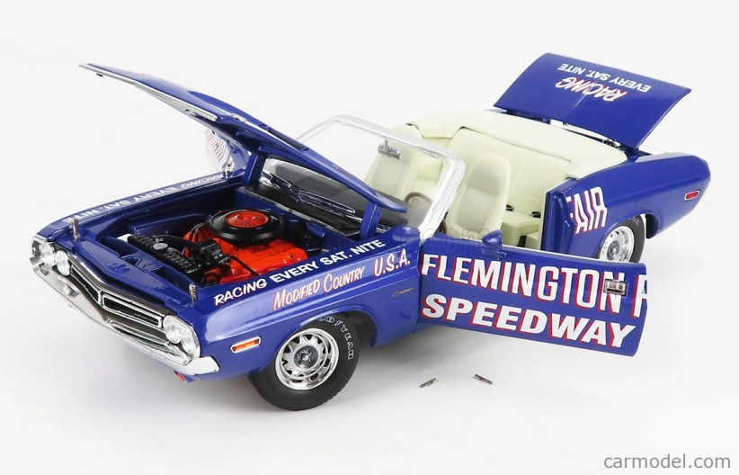 Greenlight Dodge Challenger Cabriolet Open Official Pace Car Flemington Fair Speedway 1971 1:18 Purple