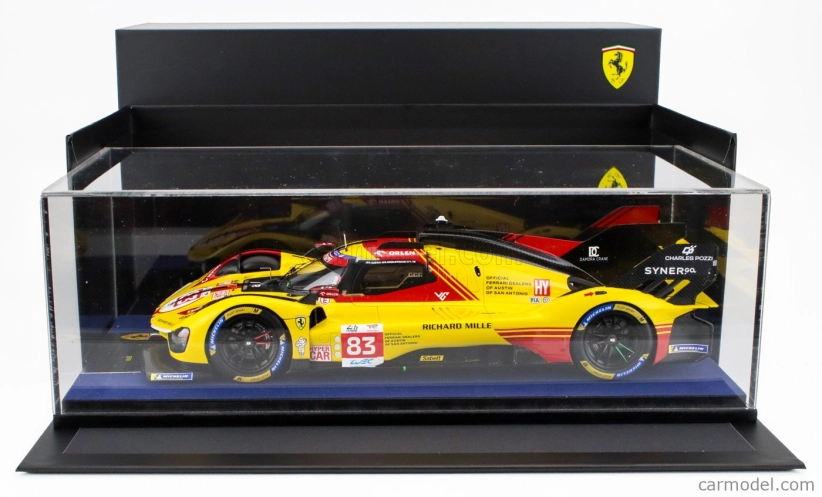 Looksmart Ferrari 499p 3.0l Turbo V6 Team Af Corse N  83 24h Le Mans 2024 Robert Kubica - Robert Shwartzman - Yifei Ye 1:18 Žlutá Červená