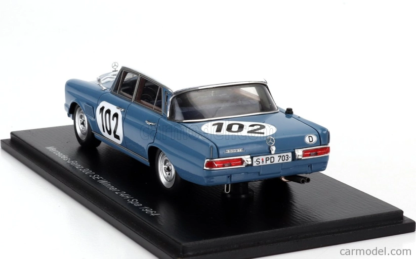 Spark-model Mercedes benz 300 Se 3.0l N 102 Víťaz 24h Spa 1964 Robert Crevits - Gustave Gosselin 1:43 Svetlo modrá biela