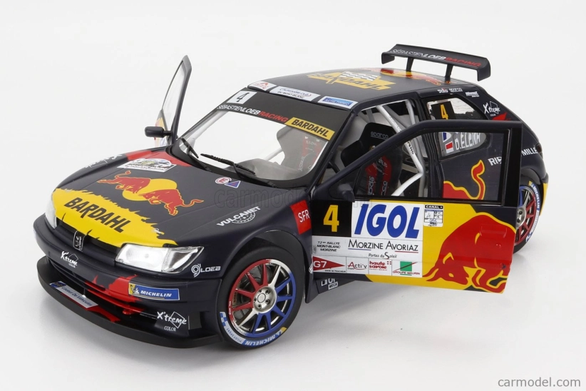 Solido Peugeot 306 Maxi Red Bull N 4 6. Rally Mont Blanc 2021 S.loeb - D.elena 1:18 Modrá žltá červená