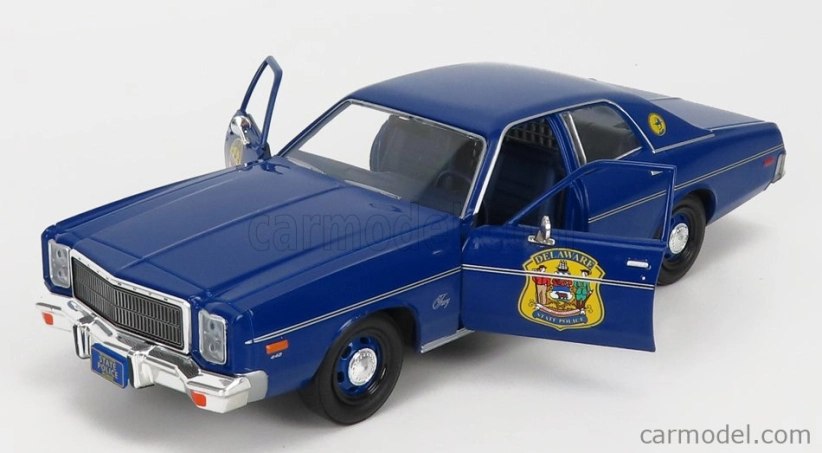 Greenlight Plymouth Fury Police Delaware 1978 1:24 Modrá